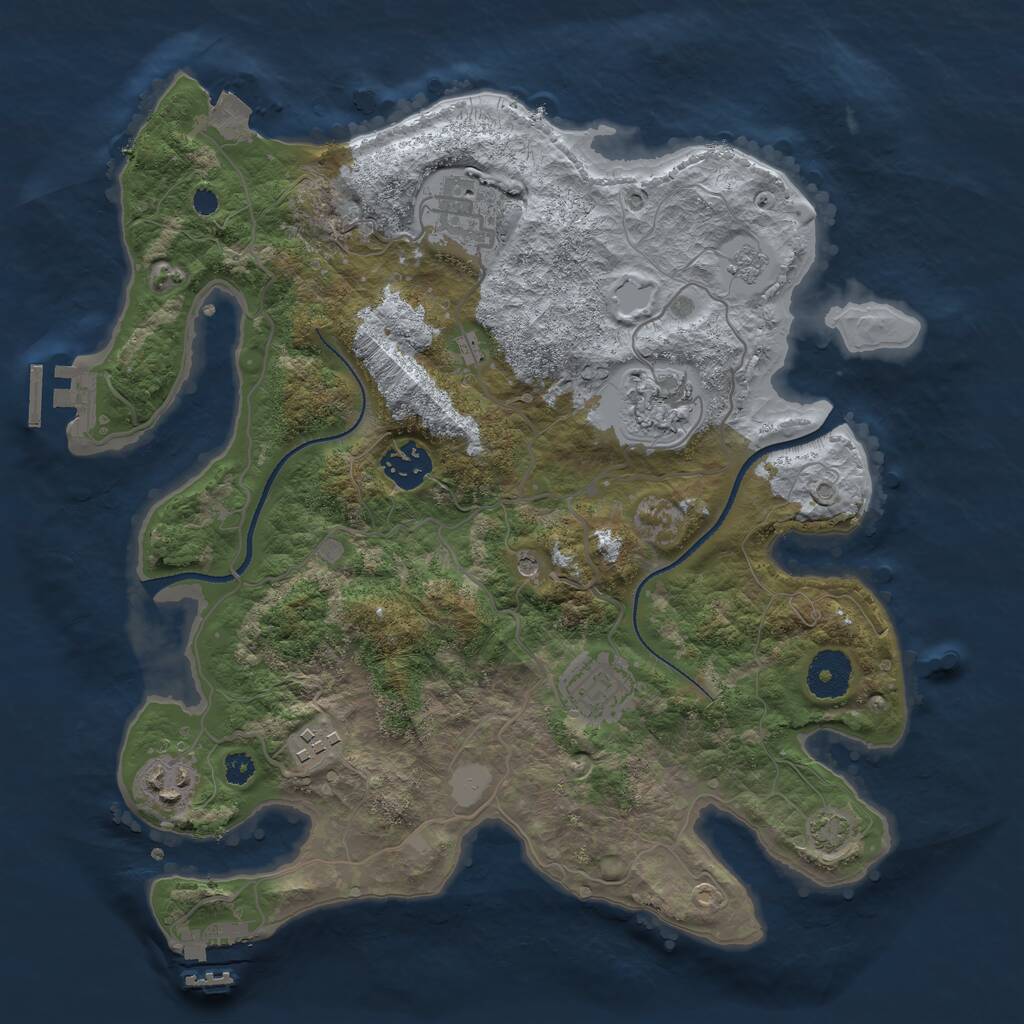 Rust Map: Procedural Map, Size: 3300, Seed: 302499974, 12 Monuments