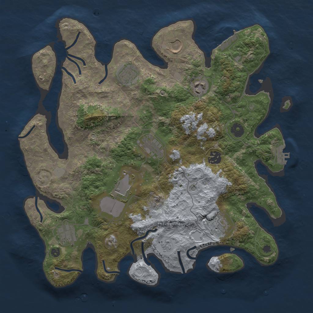 Rust Map: Procedural Map, Size: 3500, Seed: 1092925208, 17 Monuments