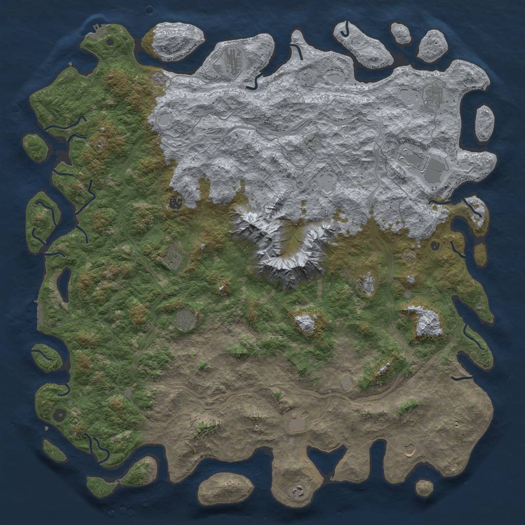 Rust Map: Procedural Map, Size: 6000, Seed: 1242042042, 20 Monuments