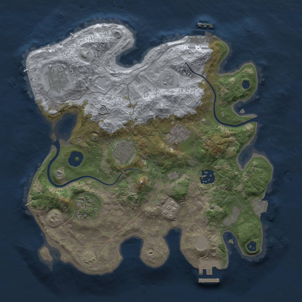 Rust Map: Procedural Map, Size: 3000, Seed: 11124, 11 Monuments