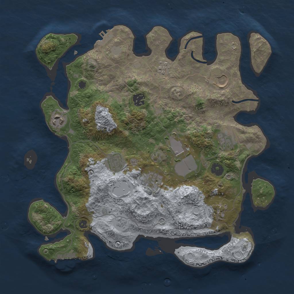 Rust Map: Procedural Map, Size: 3500, Seed: 1085438758, 18 Monuments