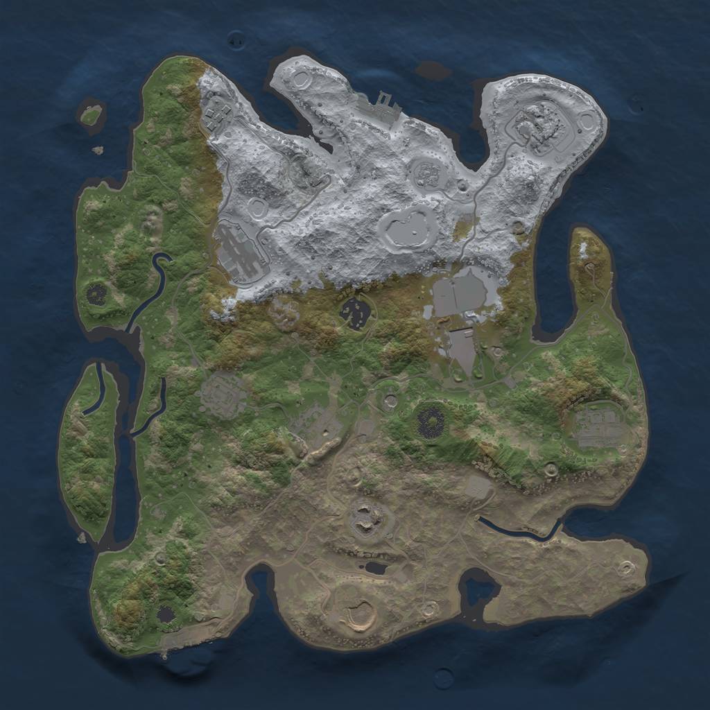 Rust Map: Procedural Map, Size: 3500, Seed: 1676827008, 19 Monuments