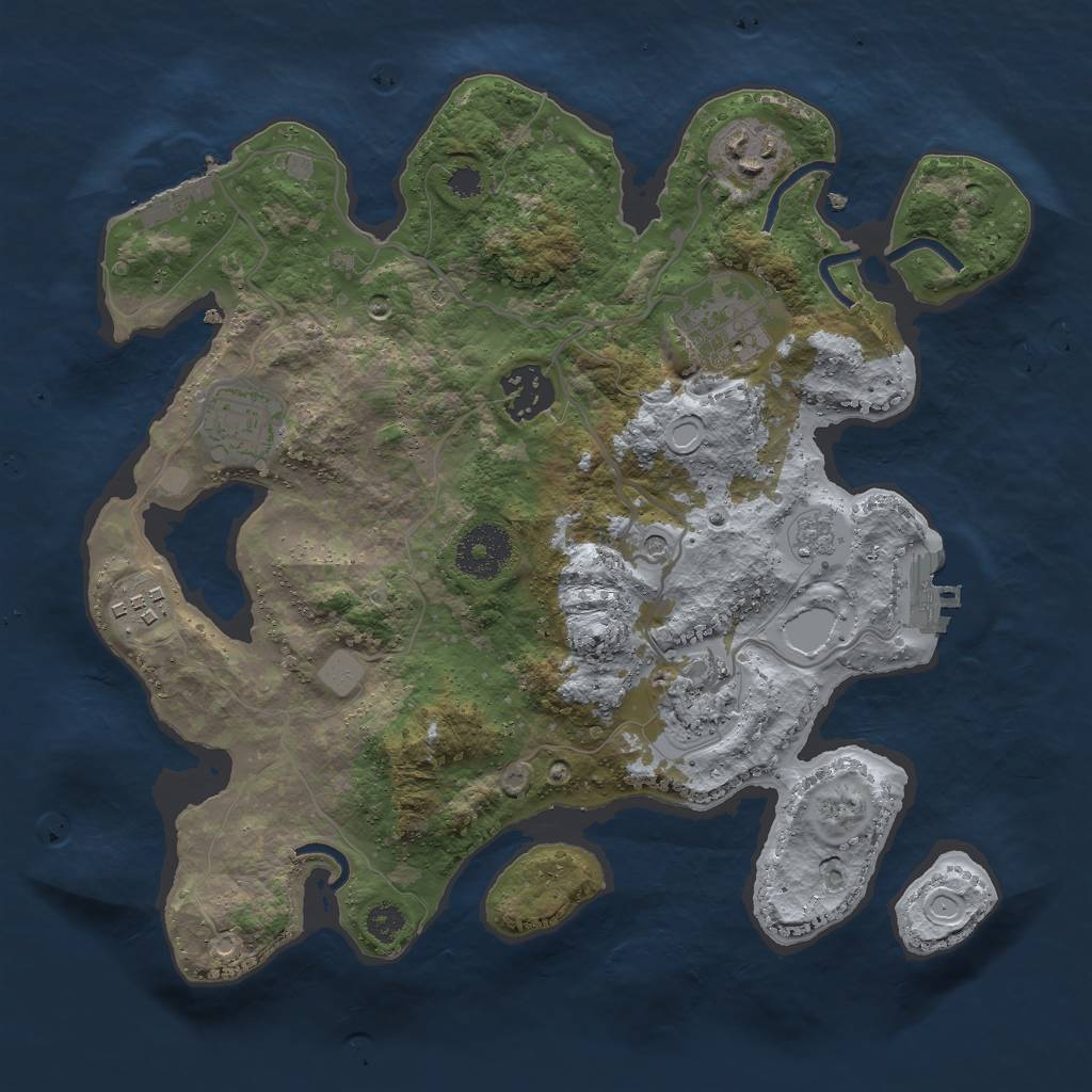 Rust Map: Procedural Map, Size: 3000, Seed: 5619852, 15 Monuments