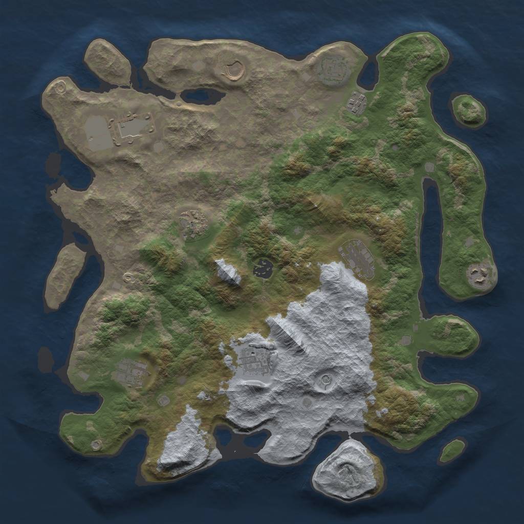 Rust Map: Barren, Size: 4000, Seed: 101689237, 13 Monuments