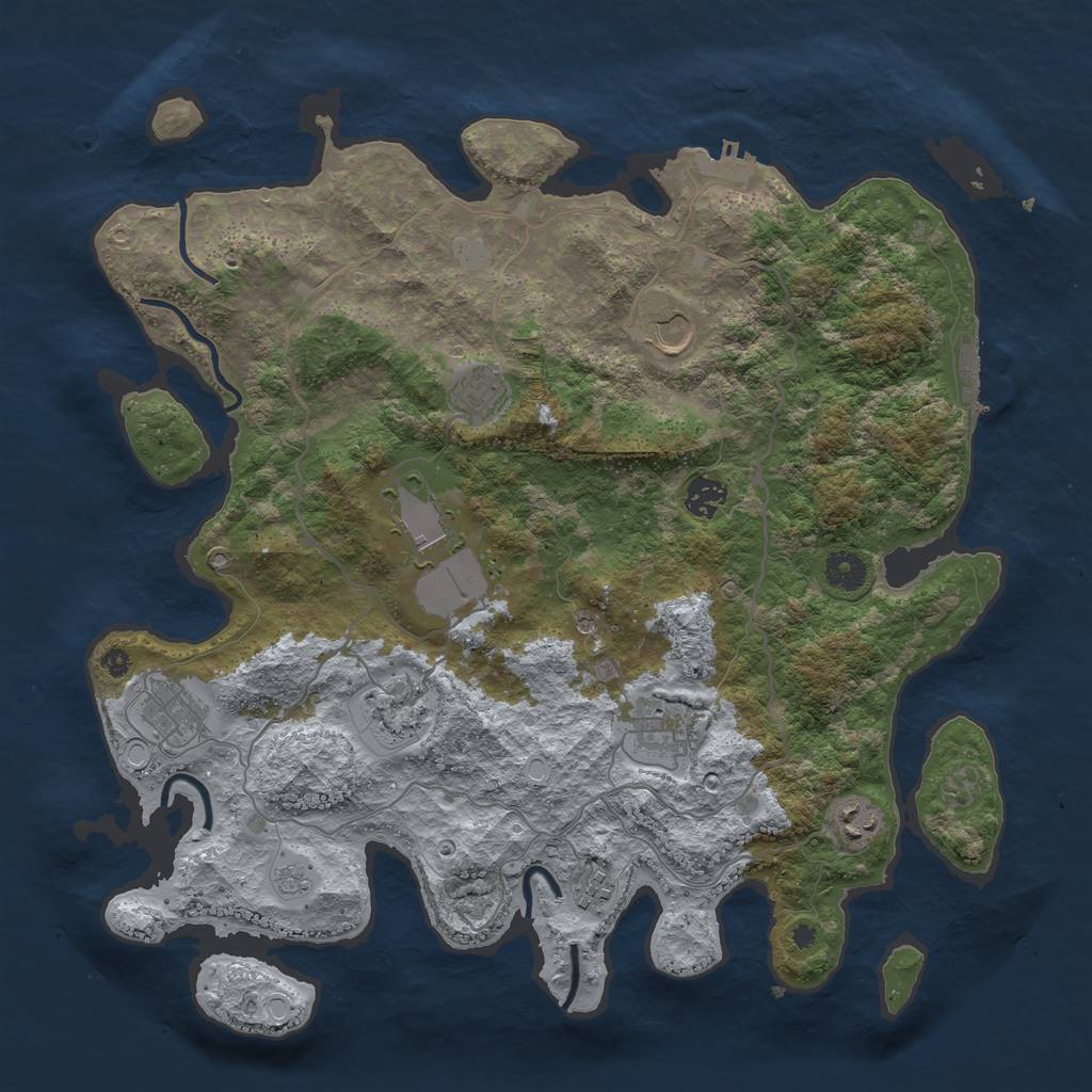 Rust Map: Procedural Map, Size: 4000, Seed: 997998, 18 Monuments