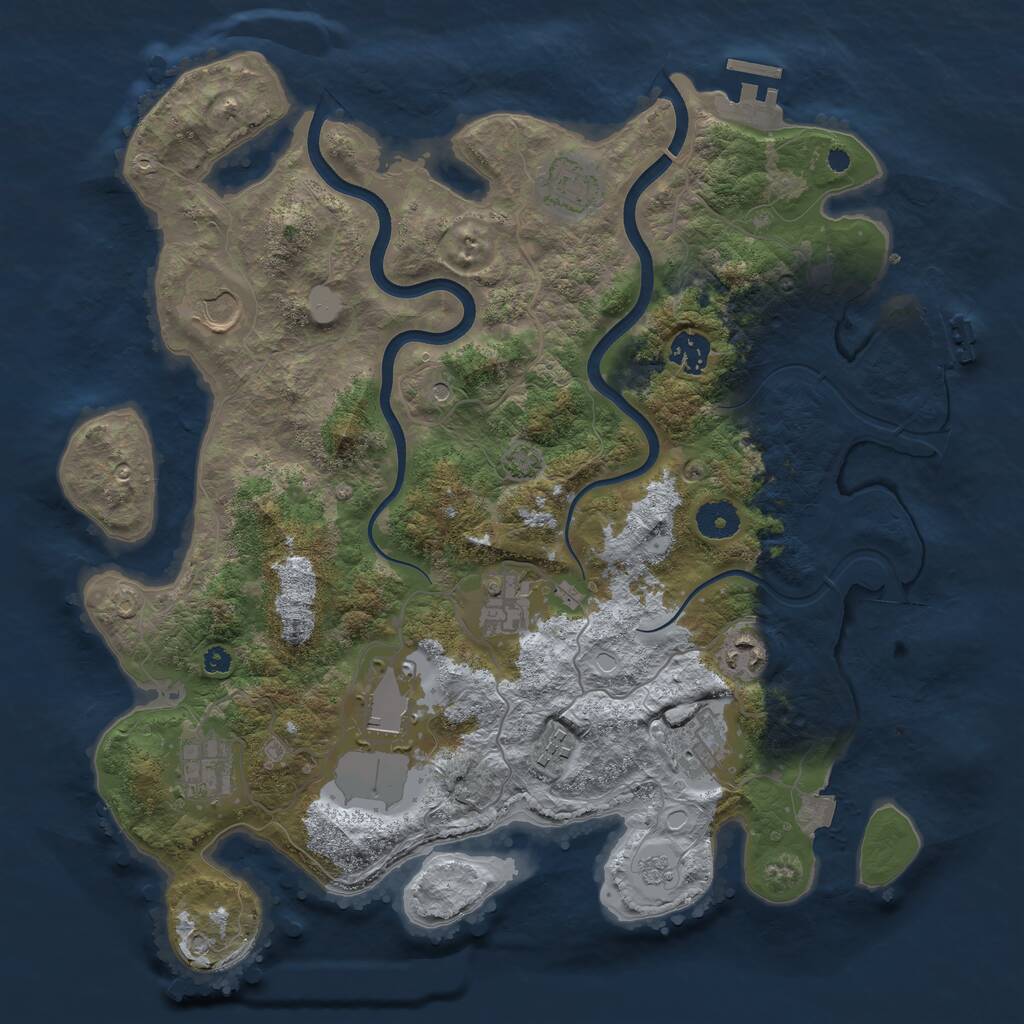 Rust Map: Procedural Map, Size: 3750, Seed: 1712665244, 15 Monuments