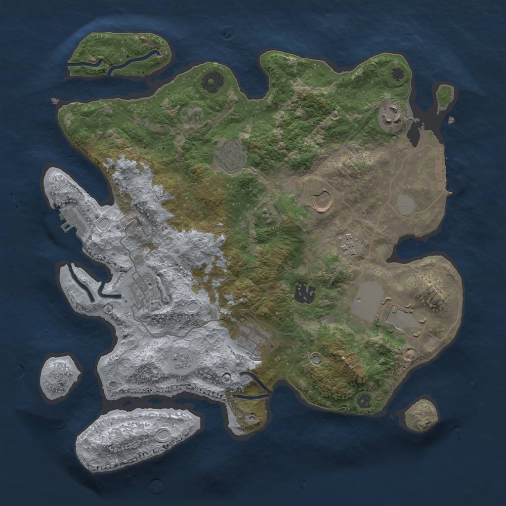 Rust Map: Procedural Map, Size: 3500, Seed: 1072165317, 16 Monuments