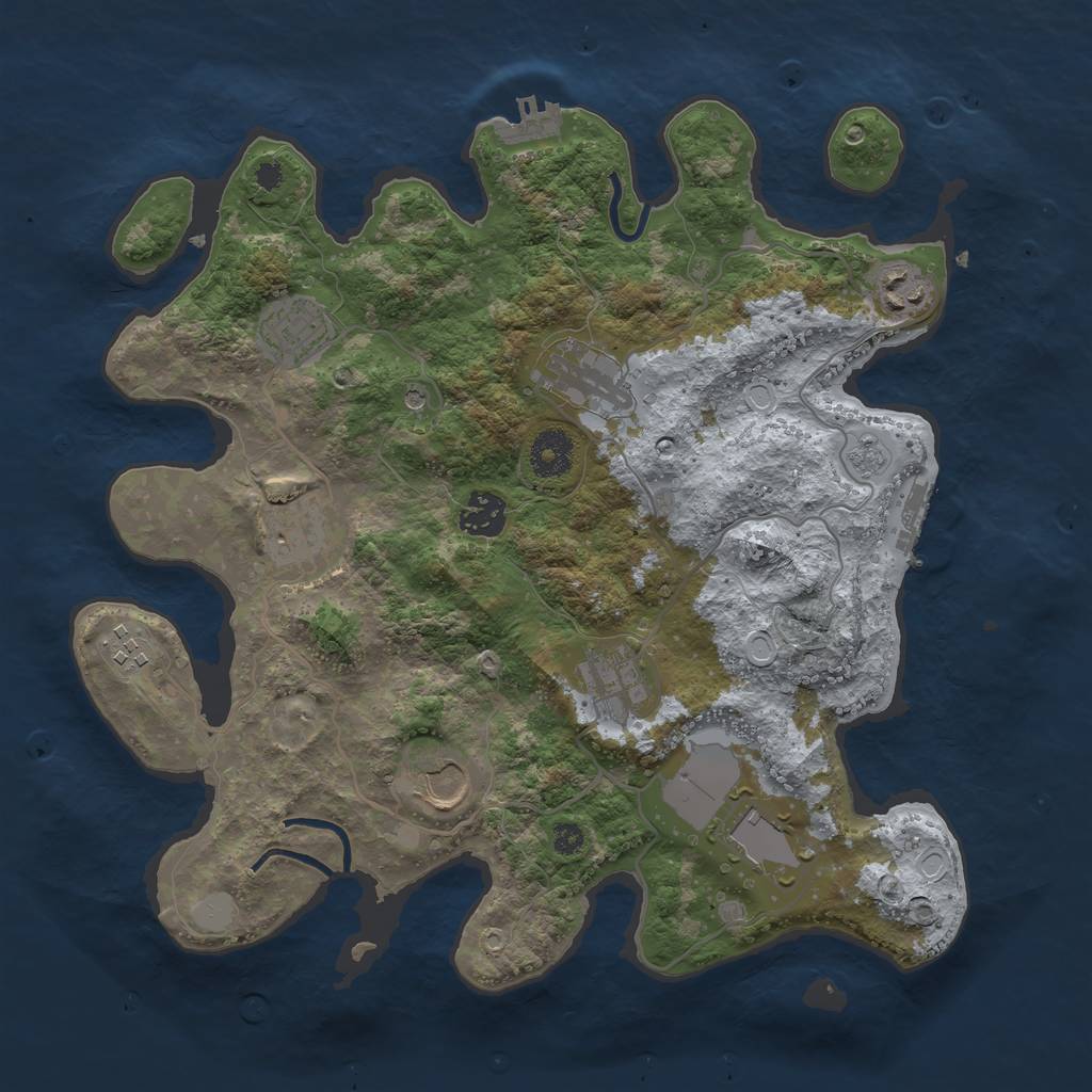 Rust Map: Procedural Map, Size: 3500, Seed: 4568520, 18 Monuments