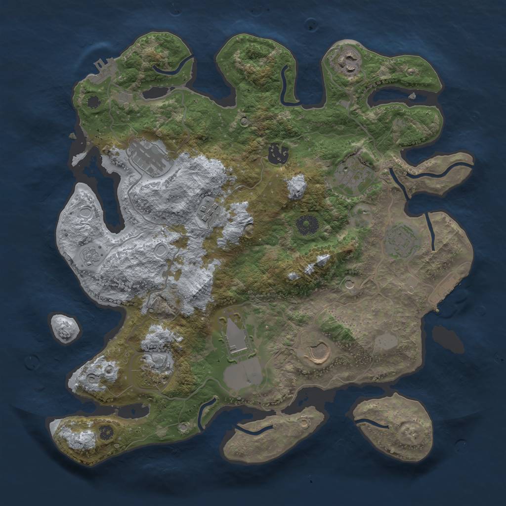 Rust Map: Procedural Map, Size: 3500, Seed: 951708981, 18 Monuments
