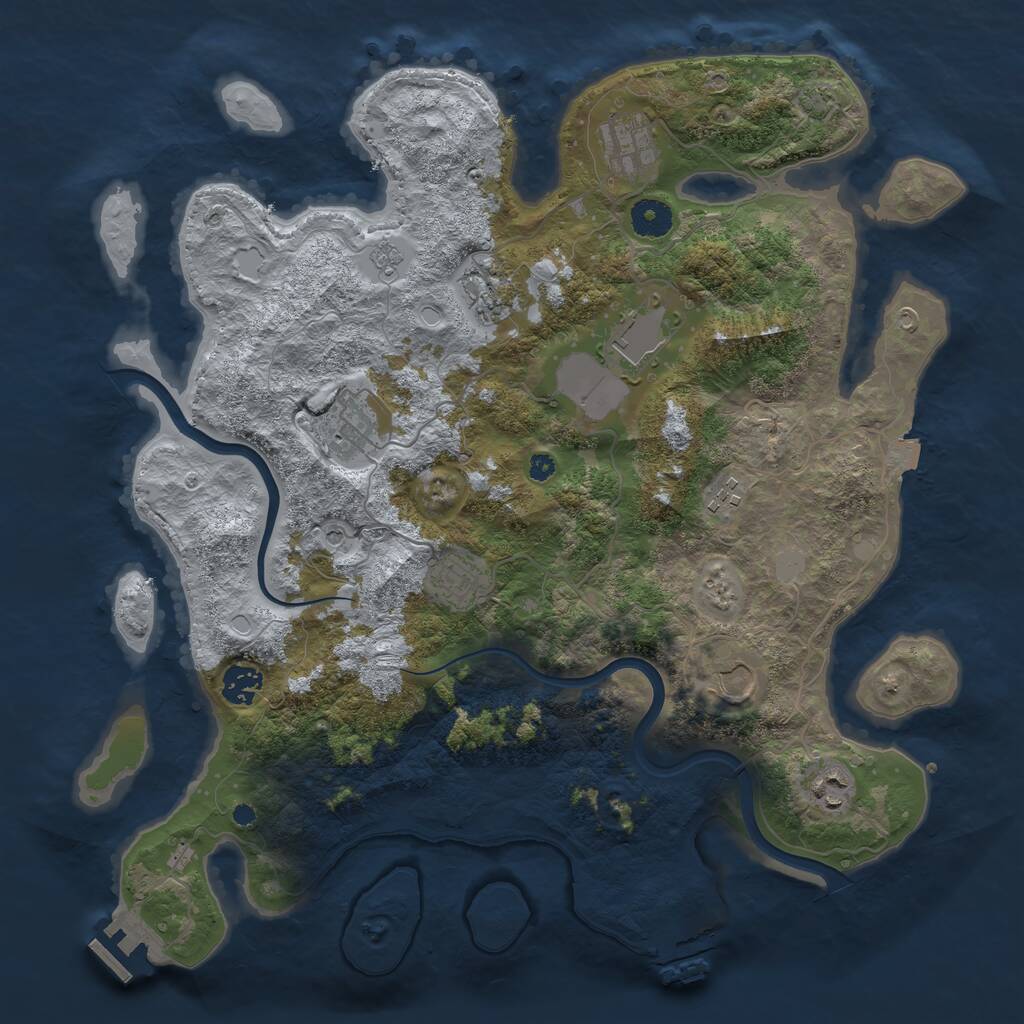 Rust Map: Procedural Map, Size: 3850, Seed: 118682264, 15 Monuments