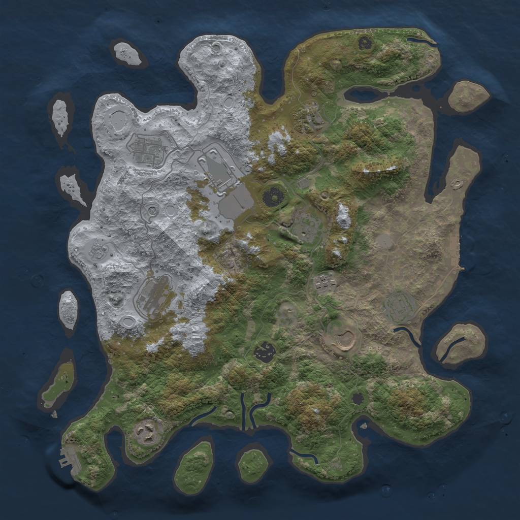 Rust Map: Procedural Map, Size: 3850, Seed: 118682264, 19 Monuments