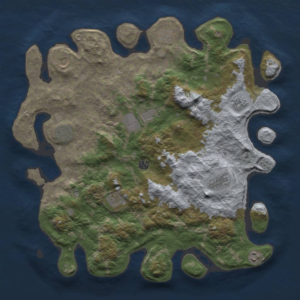 Rust Map: Barren, Size: 4250, Seed: 402643911, 13 Monuments