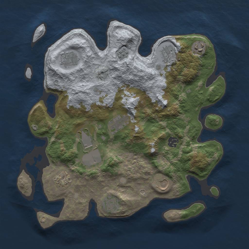 Rust Map: Barren, Size: 3500, Seed: 439757909, 13 Monuments