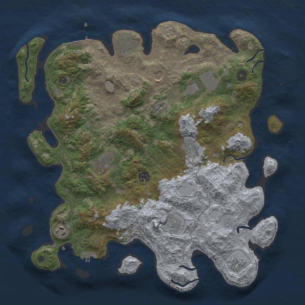 Rust Map: Procedural Map, Size: 4100, Seed: 16, 19 Monuments