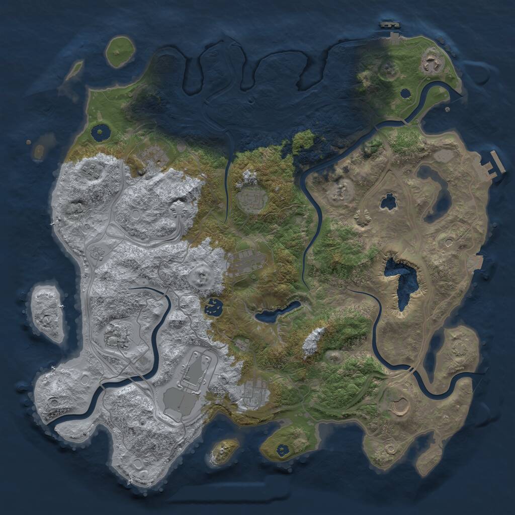 Rust Map: Procedural Map, Size: 4250, Seed: 1909910040, 16 Monuments