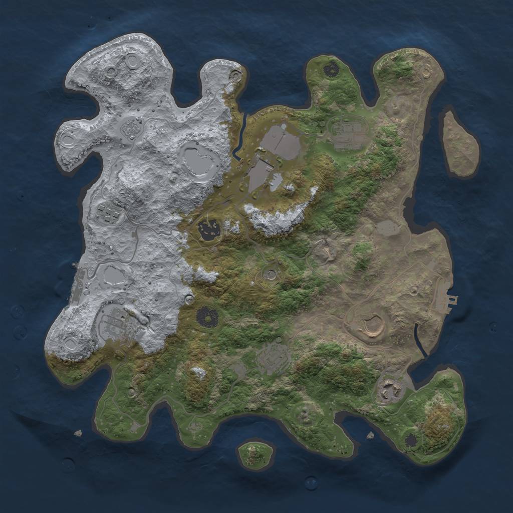 Rust Map: Procedural Map, Size: 3500, Seed: 594986, 17 Monuments