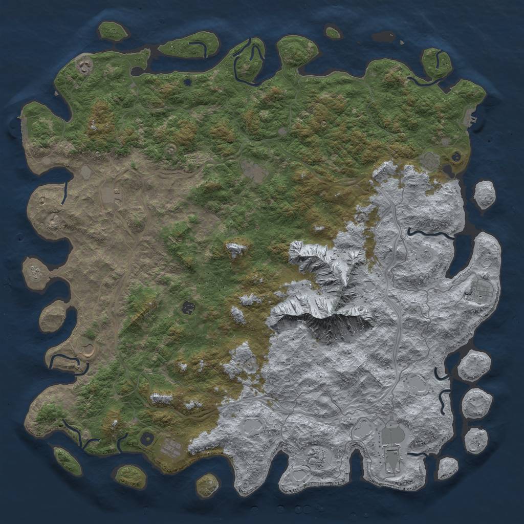 Rust Map: Procedural Map, Size: 6000, Seed: 1270250772, 20 Monuments