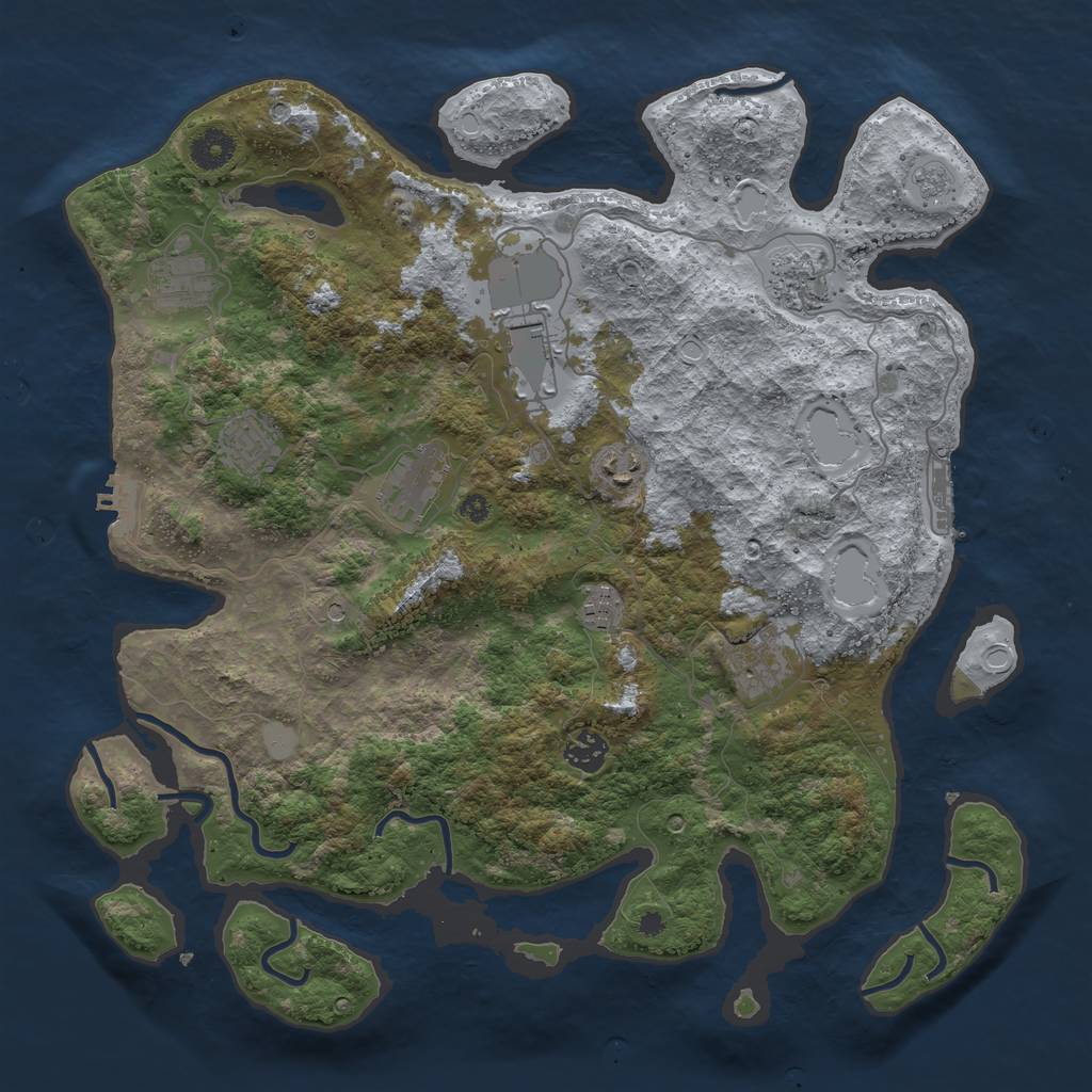 Rust Map: Procedural Map, Size: 3900, Seed: 12509, 18 Monuments