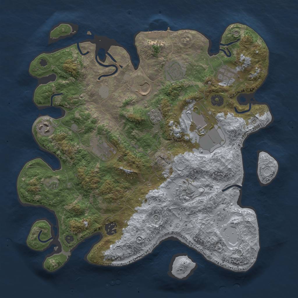 Rust Map: Procedural Map, Size: 3500, Seed: 20220811, 17 Monuments