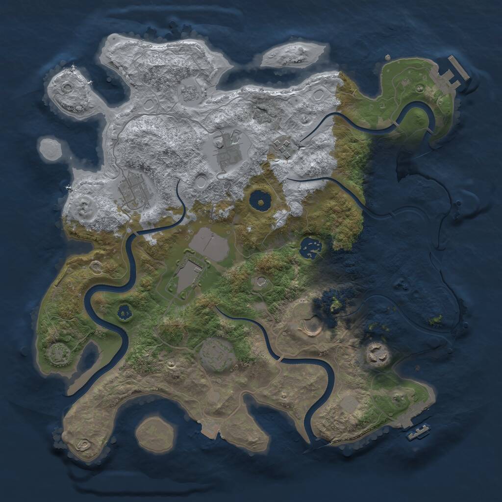 Rust Map: Procedural Map, Size: 3500, Seed: 1164567341, 14 Monuments