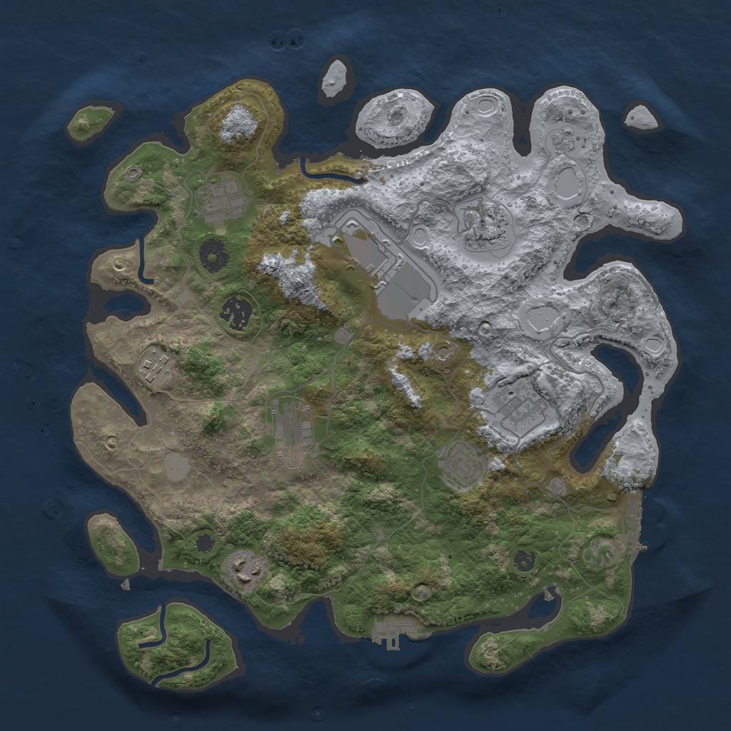 Rust Map: Procedural Map, Size: 3500, Seed: 540332797, 18 Monuments