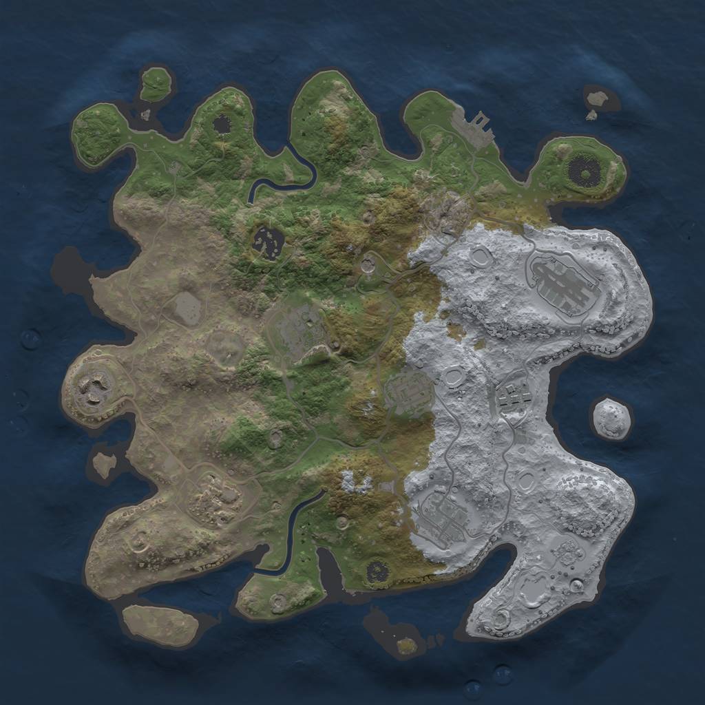 Rust Map: Procedural Map, Size: 3250, Seed: 837059669, 14 Monuments