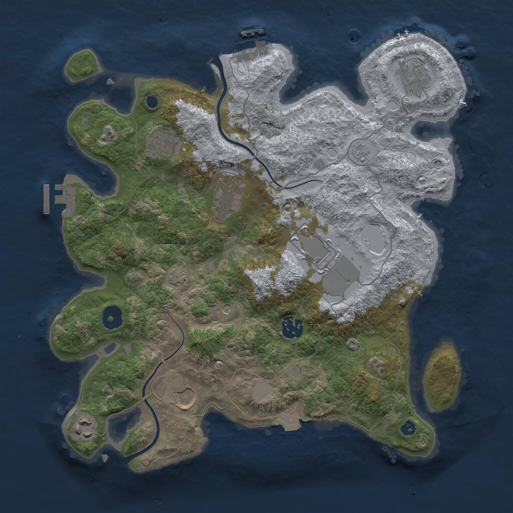 Rust Map: Procedural Map, Size: 3500, Seed: 316668674, 13 Monuments