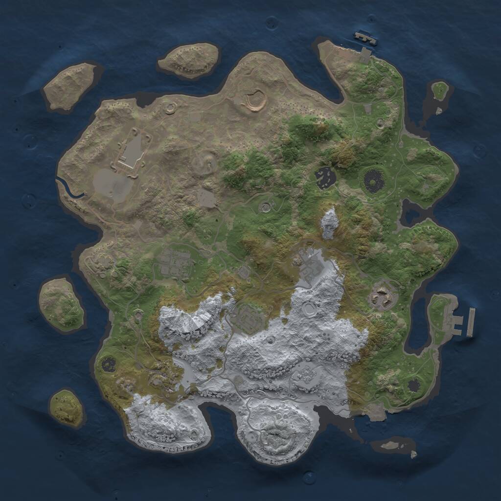 Rust Map: Procedural Map, Size: 3500, Seed: 829207617, 14 Monuments