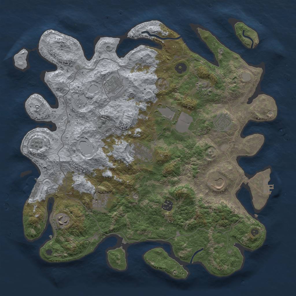 Rust Map: Procedural Map, Size: 4000, Seed: 512500, 19 Monuments