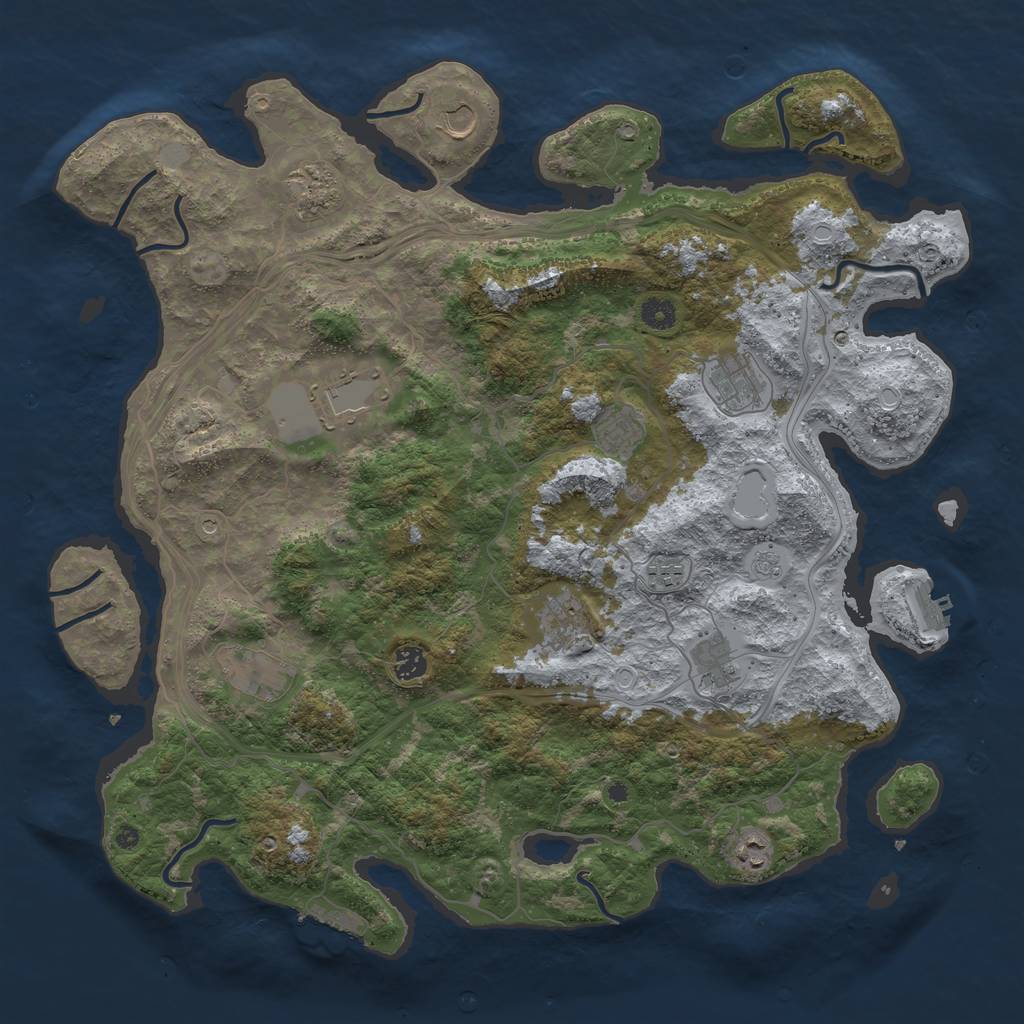 Rust Map: Procedural Map, Size: 4500, Seed: 125307362, 20 Monuments