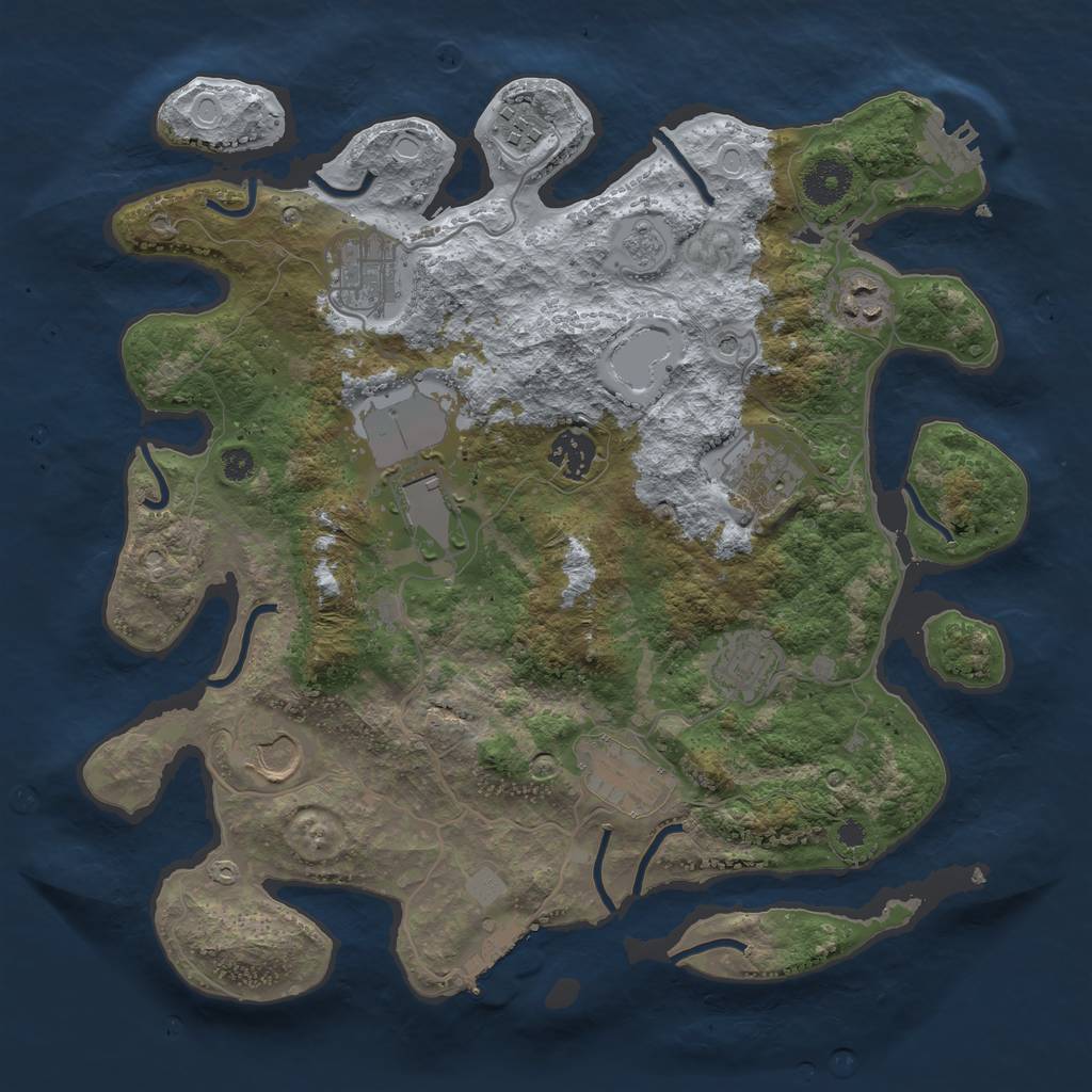 Rust Map: Procedural Map, Size: 3500, Seed: 901204791, 18 Monuments