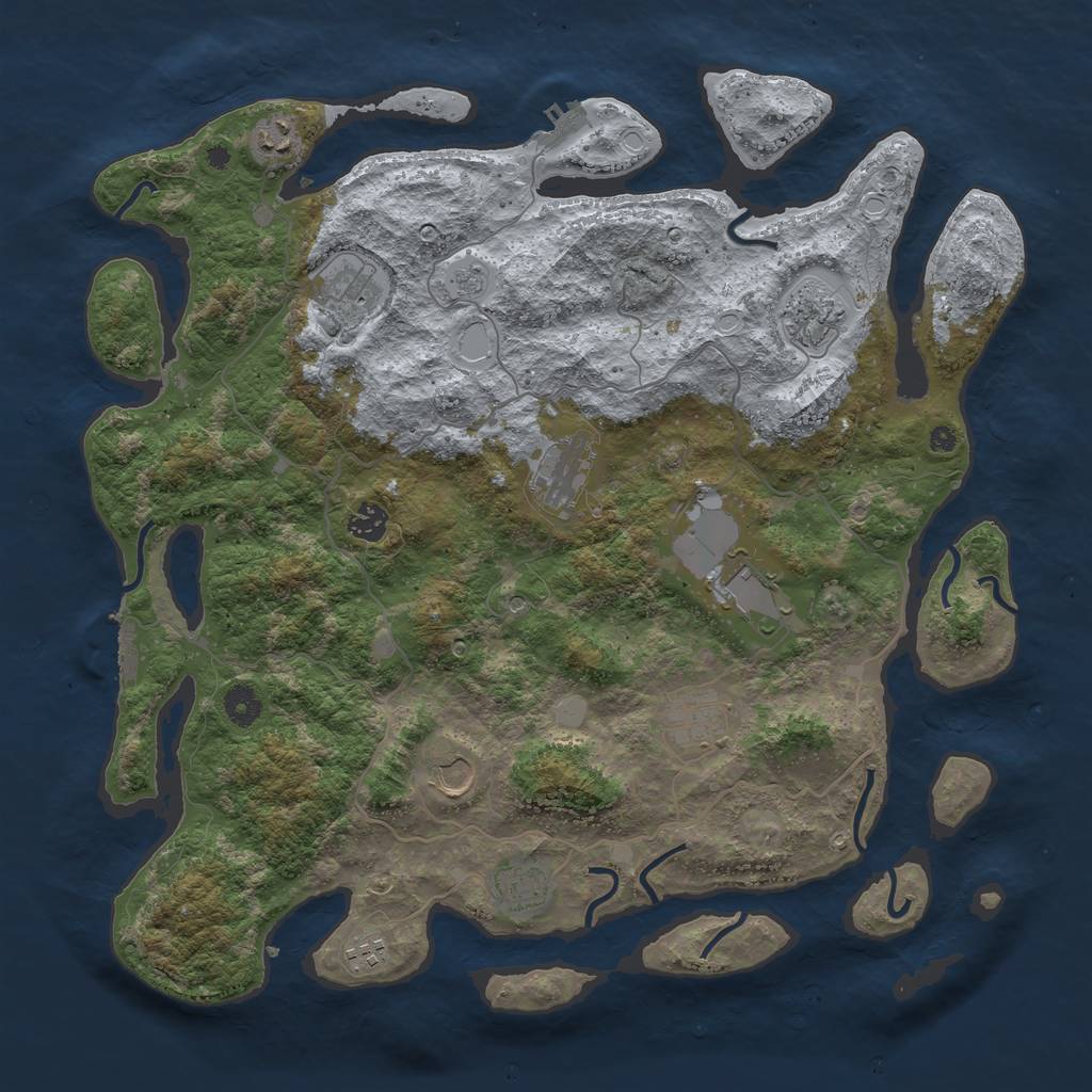 Rust Map: Procedural Map, Size: 4200, Seed: 1104980047, 19 Monuments