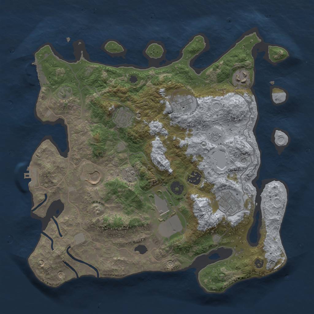 Rust Map: Procedural Map, Size: 3500, Seed: 9824285, 17 Monuments
