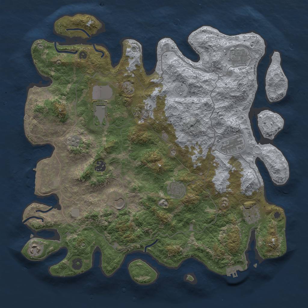 Rust Map: Procedural Map, Size: 4000, Seed: 221, 19 Monuments