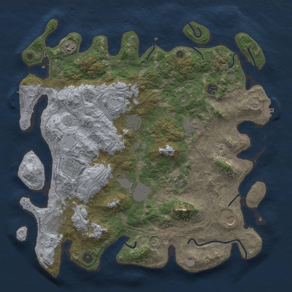 Rust Map: Procedural Map, Size: 4300, Seed: 2074733975, 19 Monuments