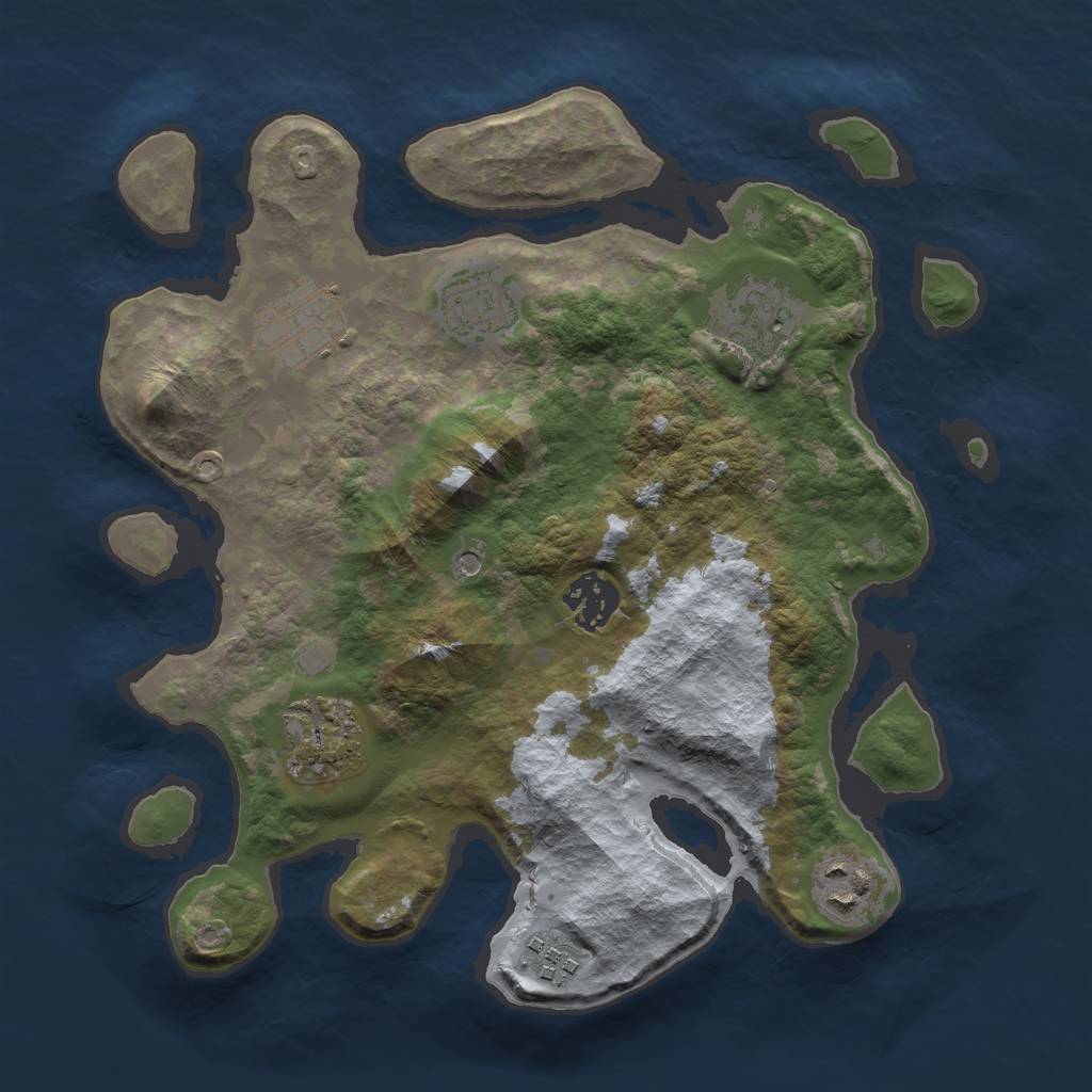Rust Map: Barren, Size: 3000, Seed: 666, 10 Monuments