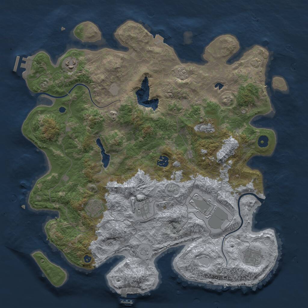 Rust Map: Procedural Map, Size: 4000, Seed: 283941, 14 Monuments