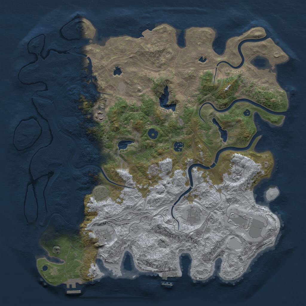 Rust Map: Procedural Map, Size: 4500, Seed: 1108, 14 Monuments