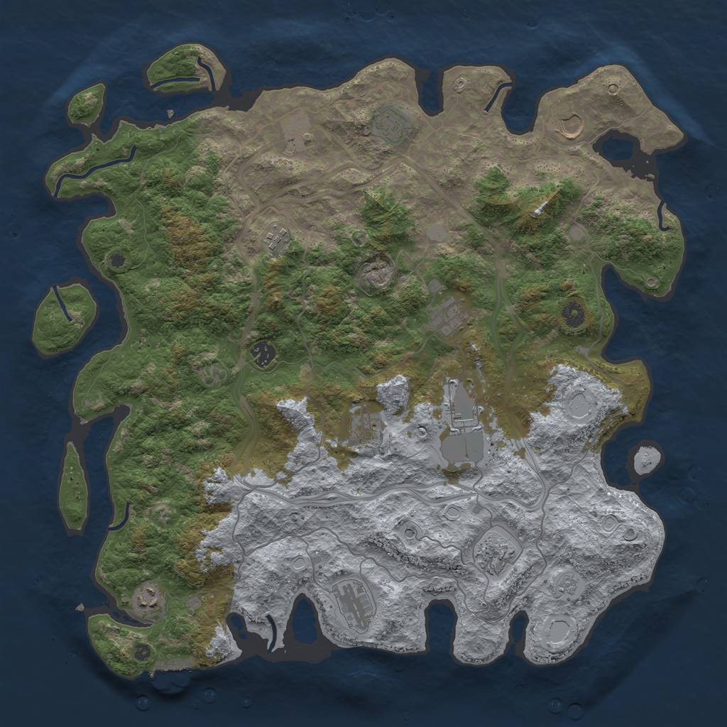 Rust Map: Procedural Map, Size: 4500, Seed: 1108, 19 Monuments