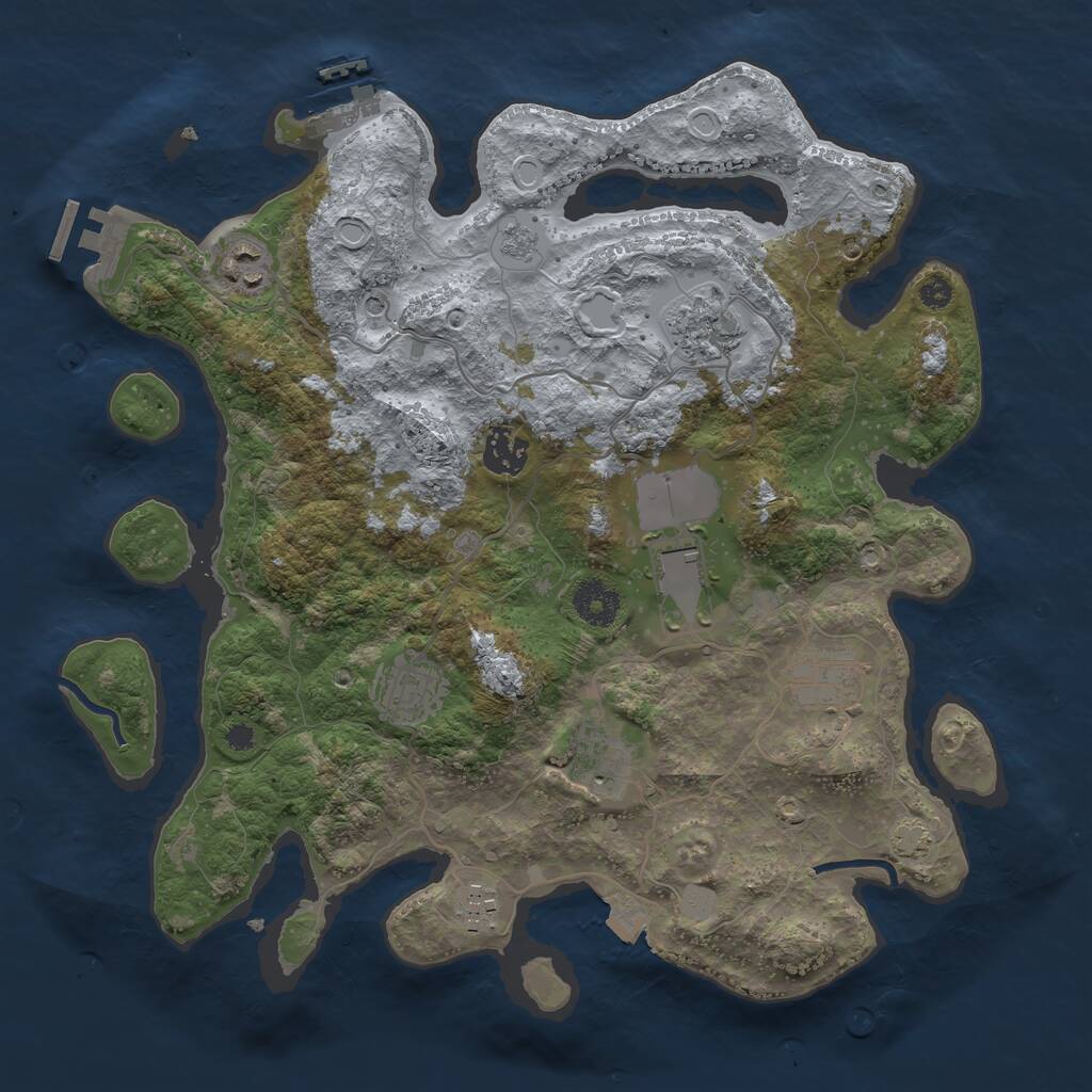 Rust Map: Procedural Map, Size: 3500, Seed: 16262021, 14 Monuments