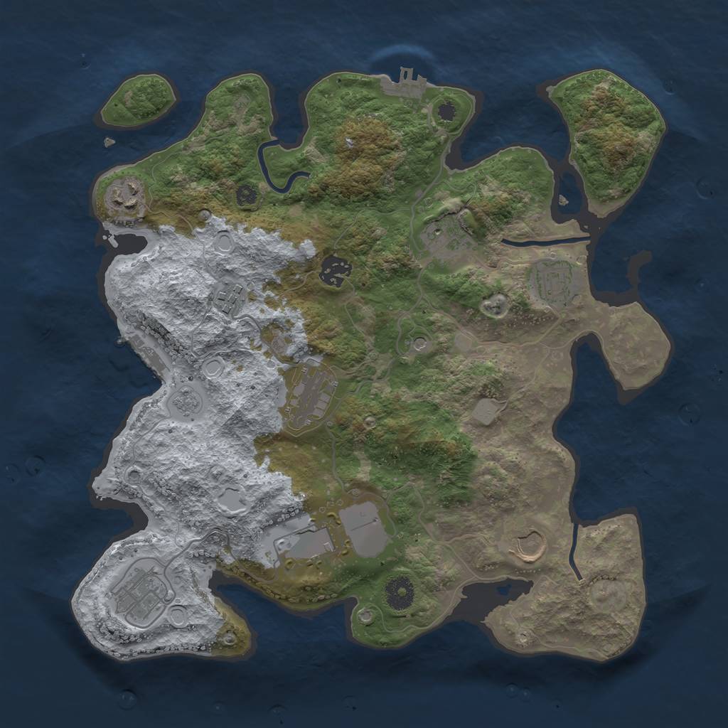 Rust Map: Procedural Map, Size: 3500, Seed: 220811, 18 Monuments
