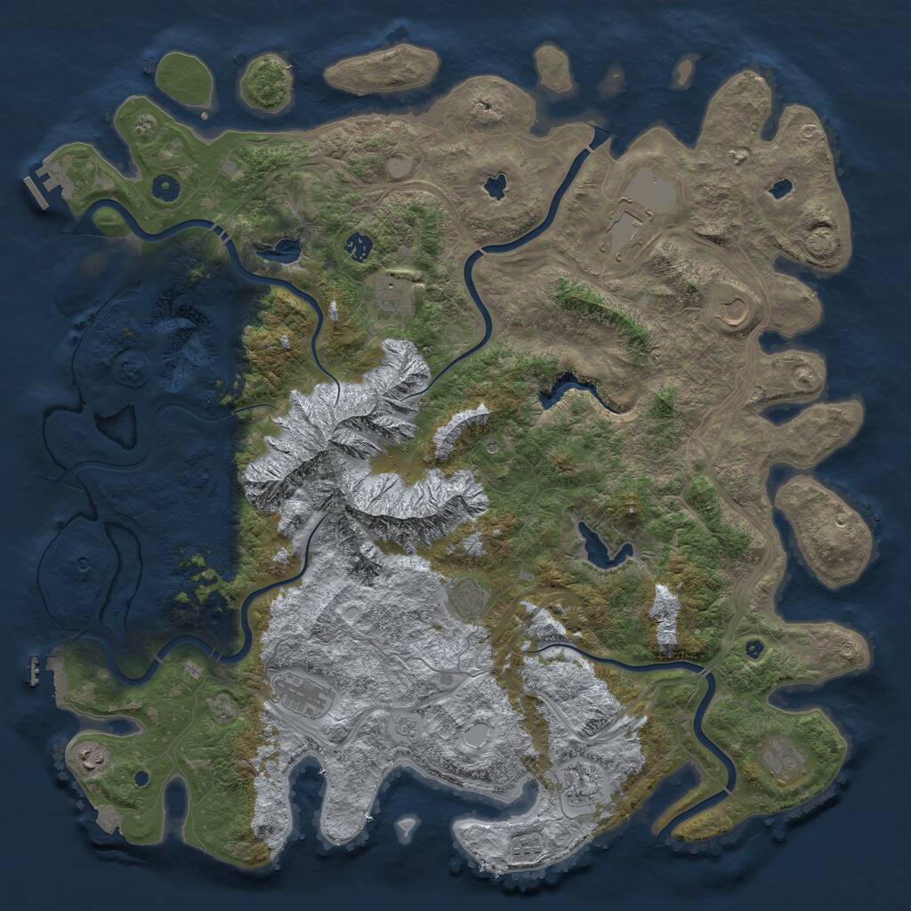 Rust Map: Procedural Map, Size: 5000, Seed: 28927011, 16 Monuments
