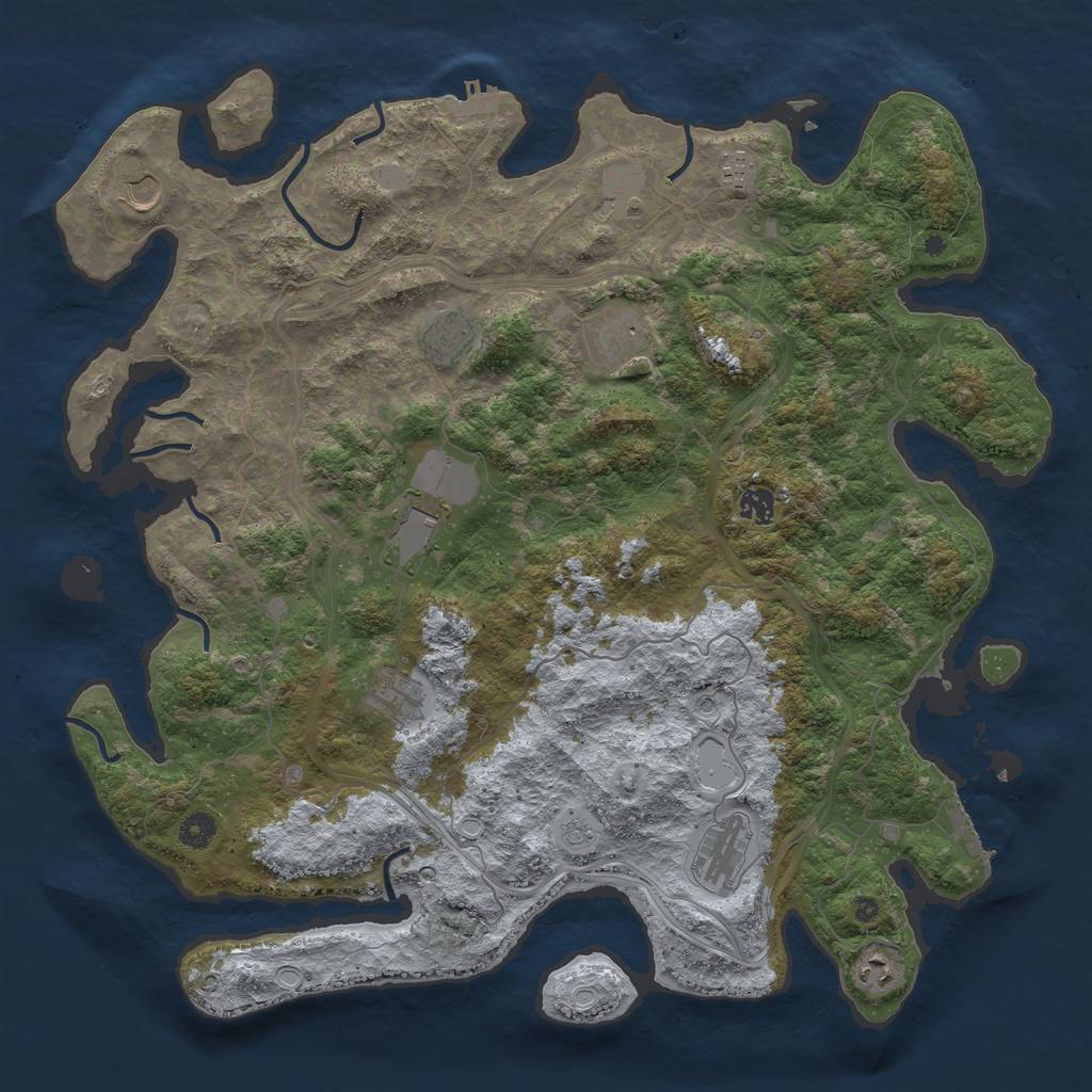 Rust Map: Procedural Map, Size: 4500, Seed: 63328904, 19 Monuments
