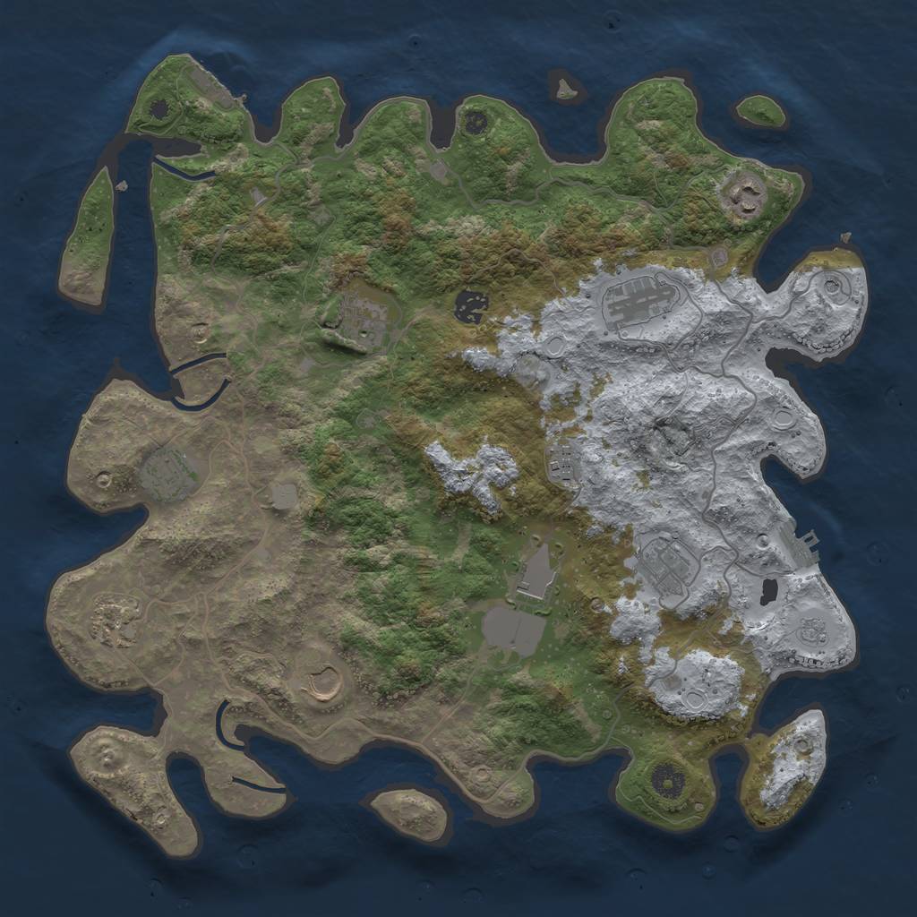 Rust Map: Procedural Map, Size: 4000, Seed: 12311111, 19 Monuments