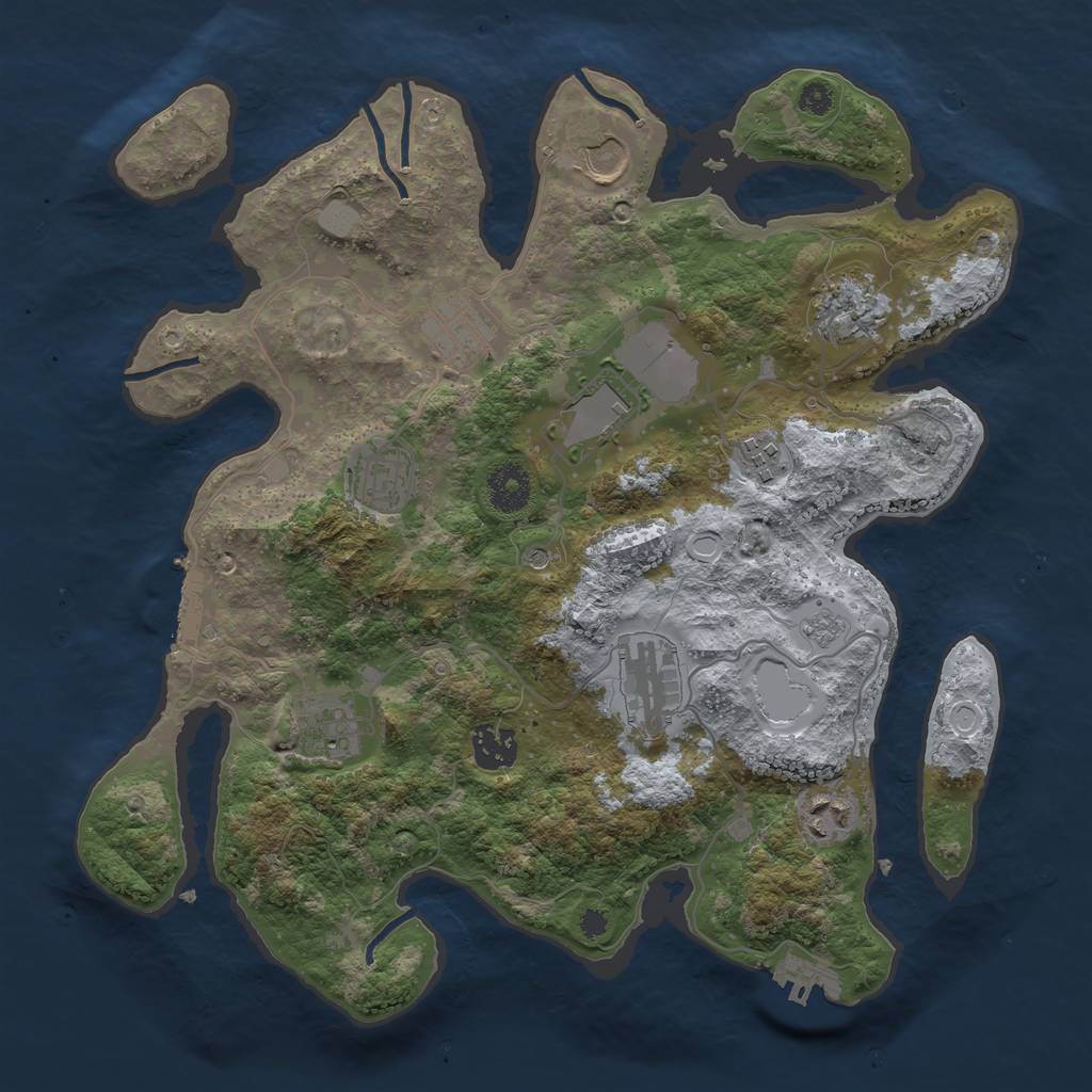 Rust Map: Procedural Map, Size: 3500, Seed: 1751530371, 19 Monuments