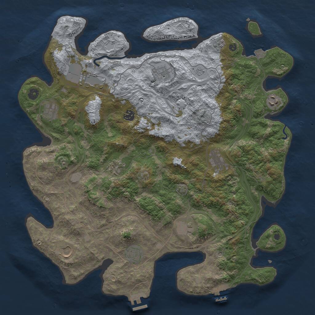 Rust Map: Procedural Map, Size: 4250, Seed: 1992155243, 17 Monuments