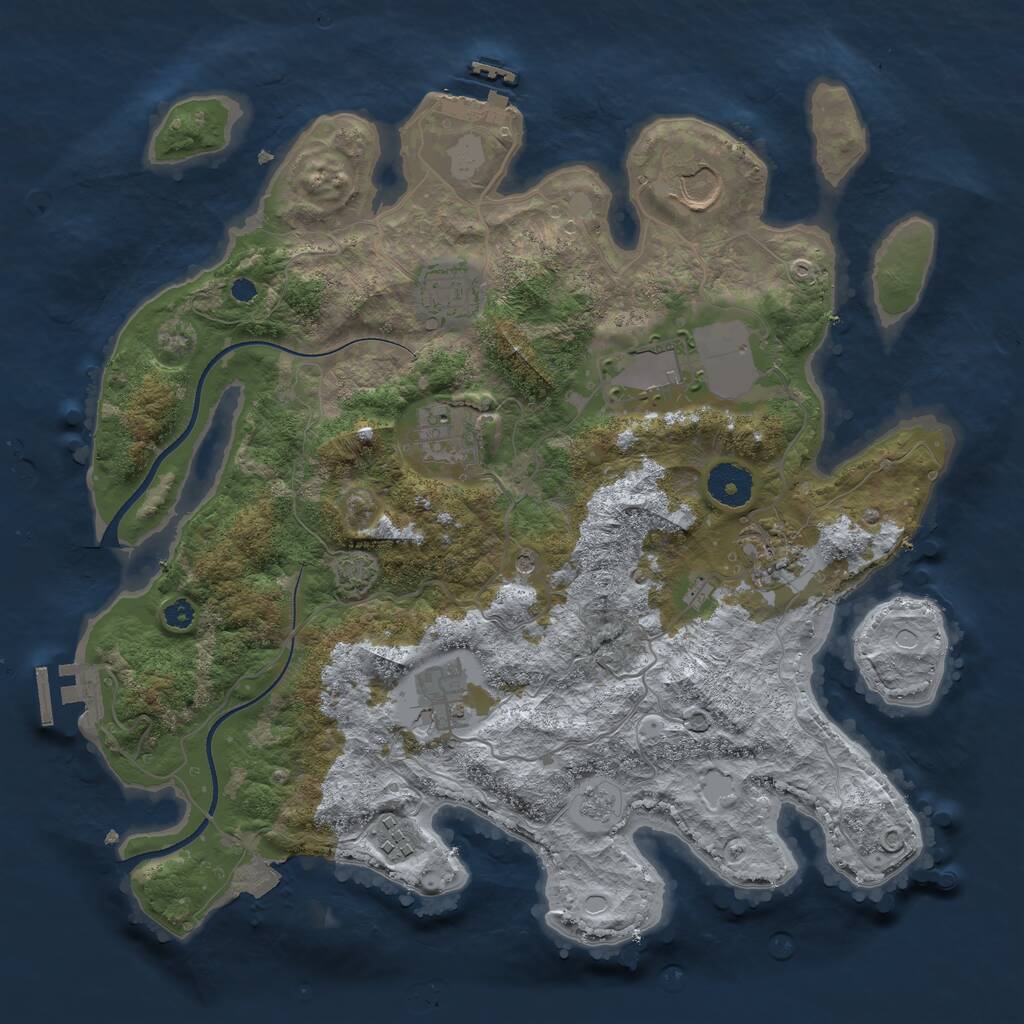 Rust Map: Procedural Map, Size: 3500, Seed: 1142744922, 13 Monuments