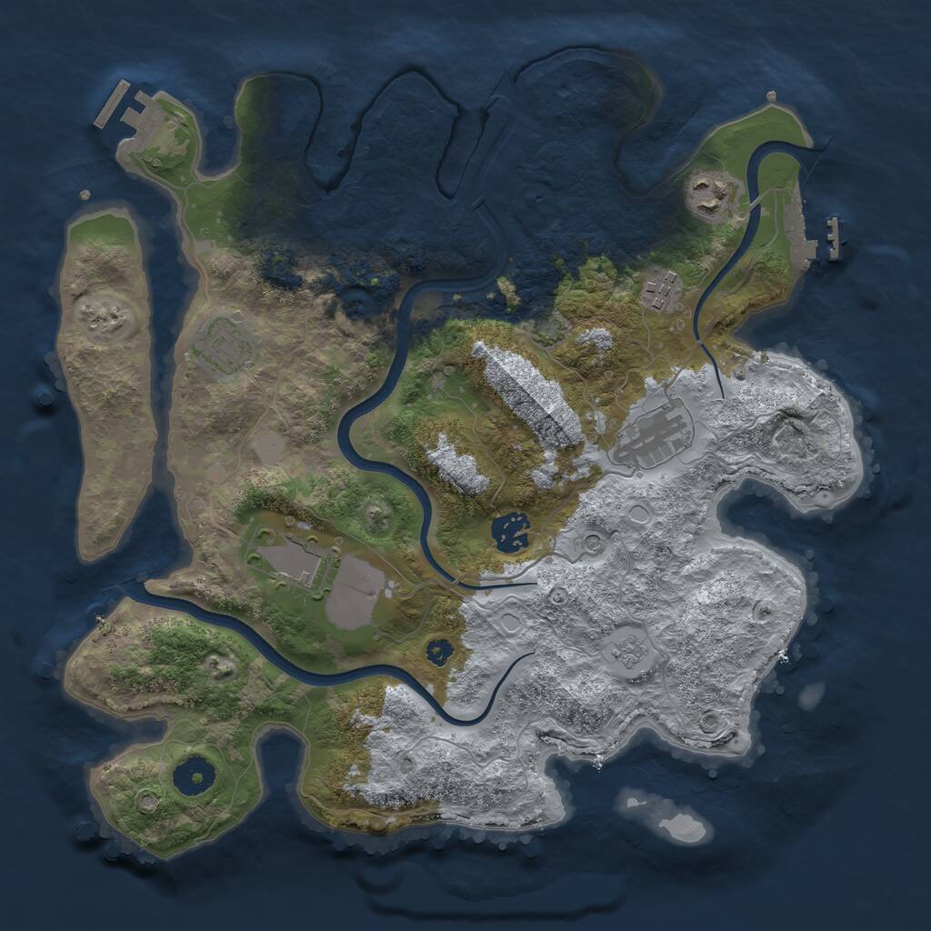 Rust Map: Procedural Map, Size: 3500, Seed: 7201284, 12 Monuments