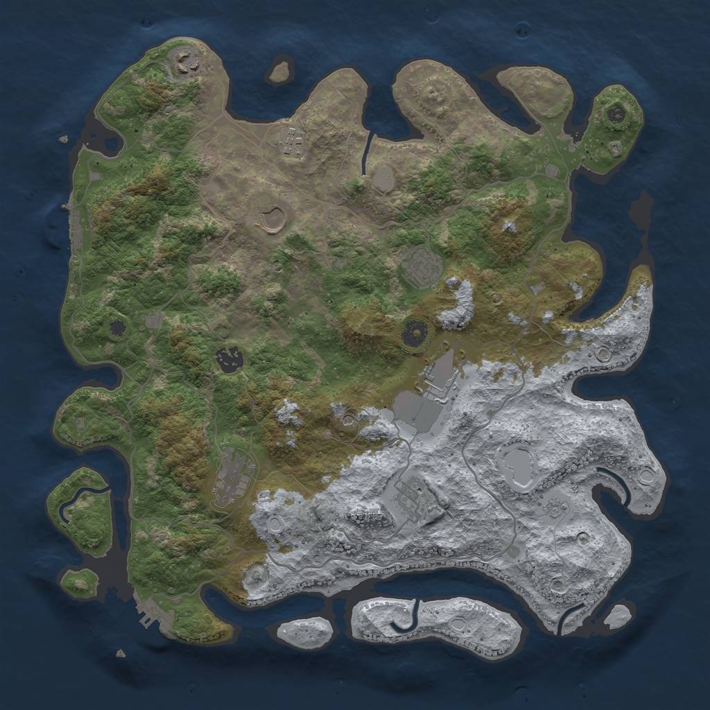 Rust Map: Procedural Map, Size: 4000, Seed: 811572, 17 Monuments