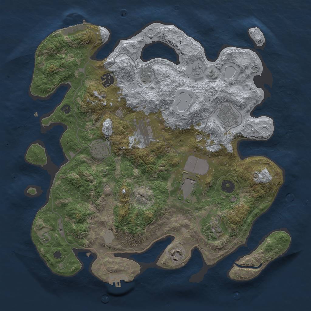 Rust Map: Procedural Map, Size: 3500, Seed: 491631442, 17 Monuments